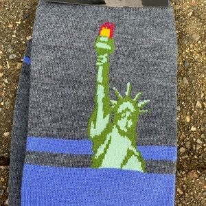 Statue of Liberty, Graphic Print Striped Socks. Men’s